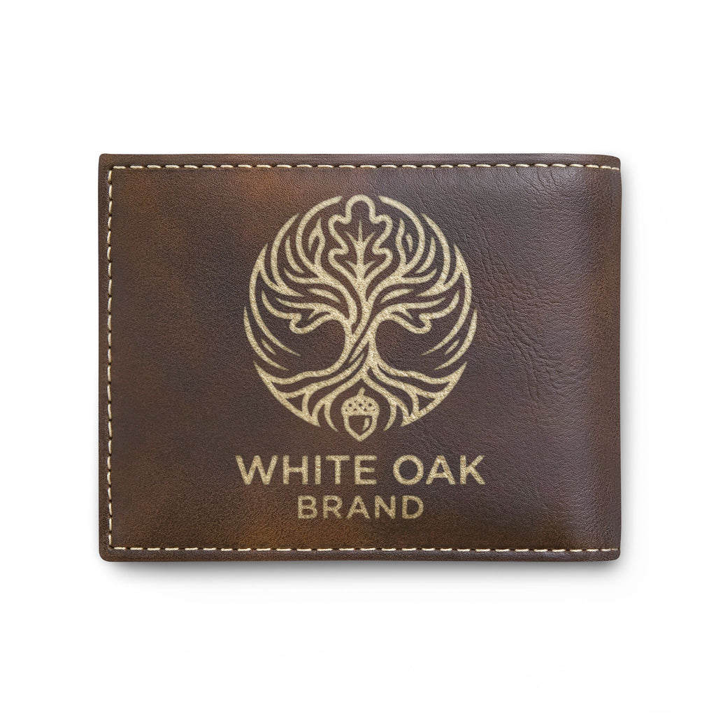 Leather Bi-Fold Wallet — White Oak Brand Tree Logo