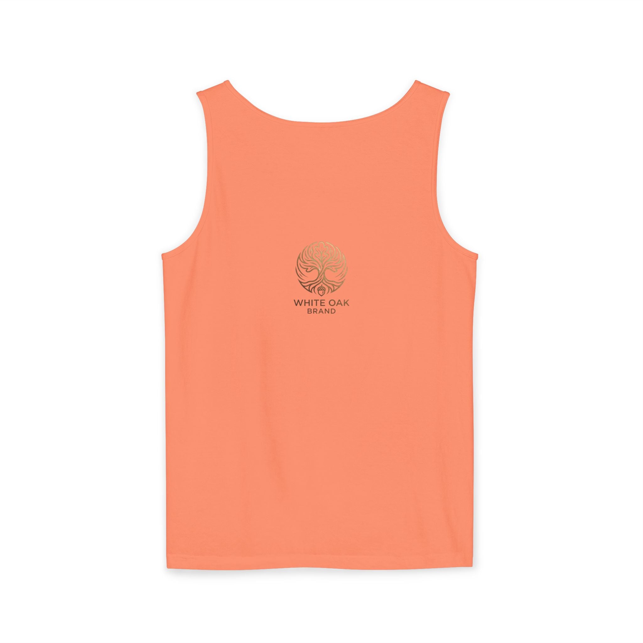 White Oak Brand Tank Top — Minimal Tree Logo Chest Print