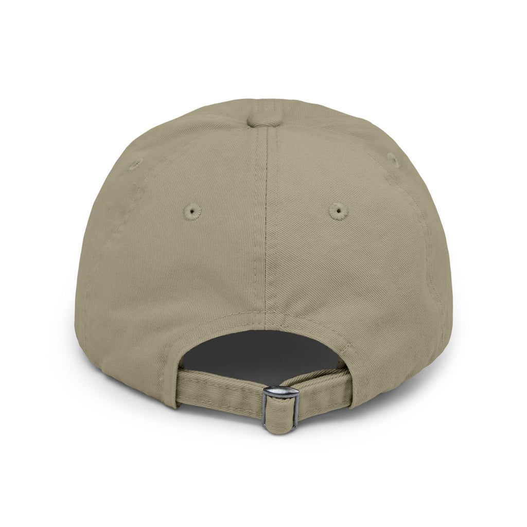White Oak Distressed Cap — Rustic Gold Tree Logo Baseball Hat
