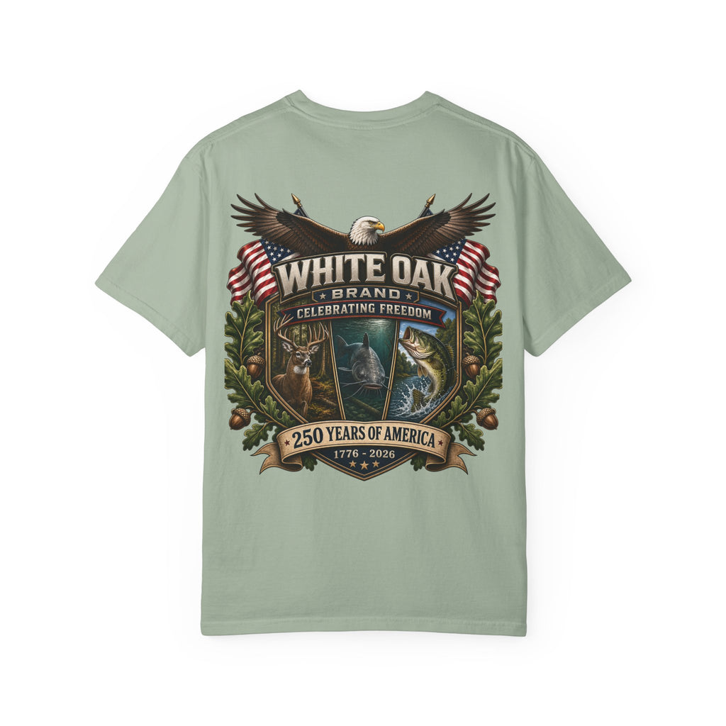 White Oak Brand Patriotic Eagle T-Shirt — "Celebrating Freedom" 250 Years of America Tee