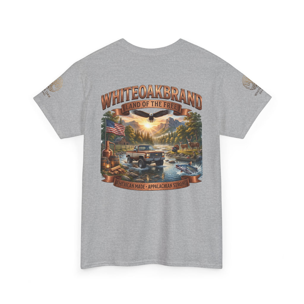 White Oak Brand 'Land of the Free' Graphic Tee — Patriotic Outdoorsman T-Shirt