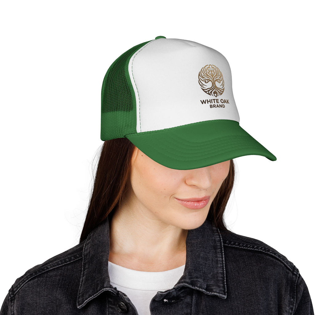 White Oak Brand Trucker Cap — Vintage Tree Logo Mesh Hat