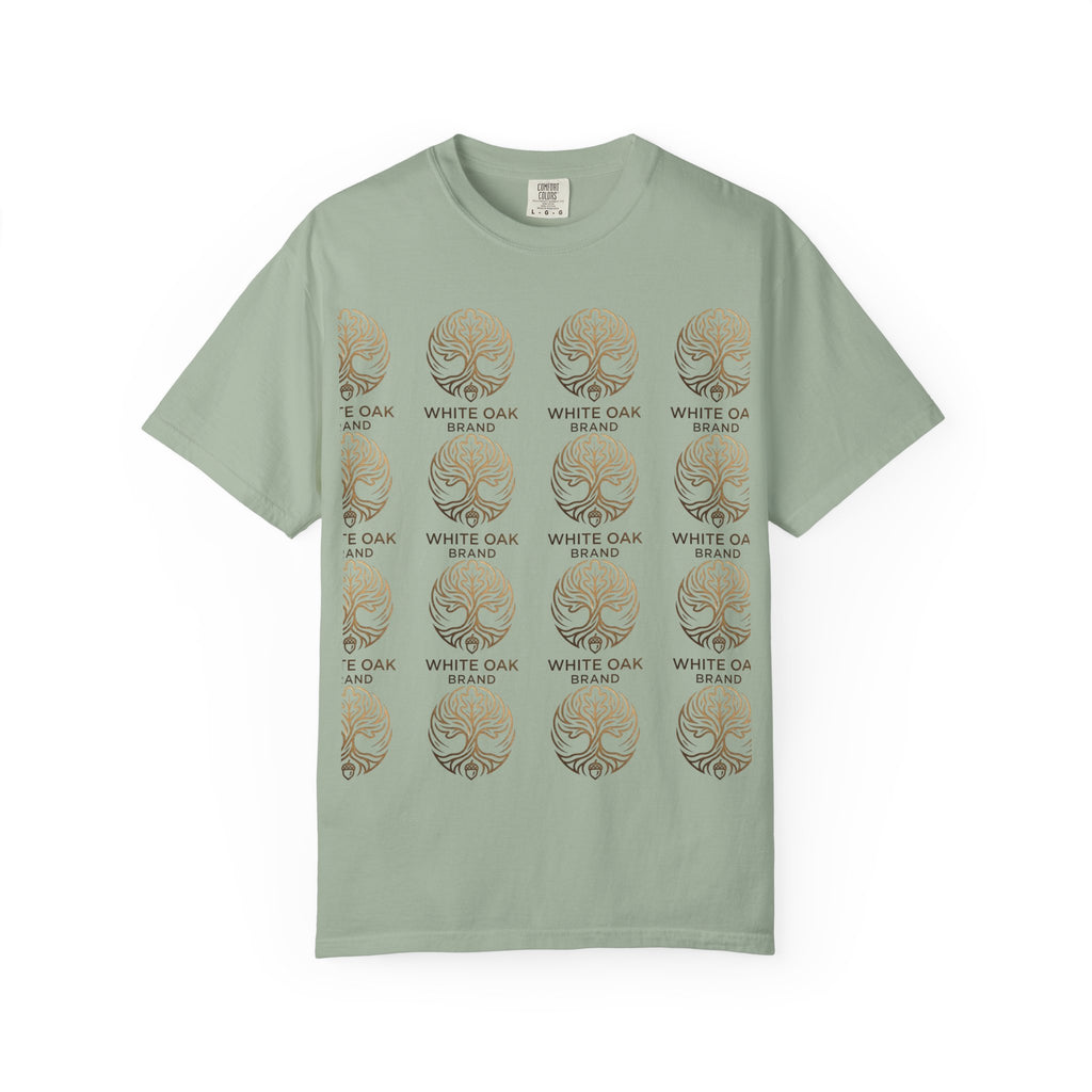 White Oak Brand Repeat Logo T-Shirt — Vintage Tree Skull Graphic Tee
