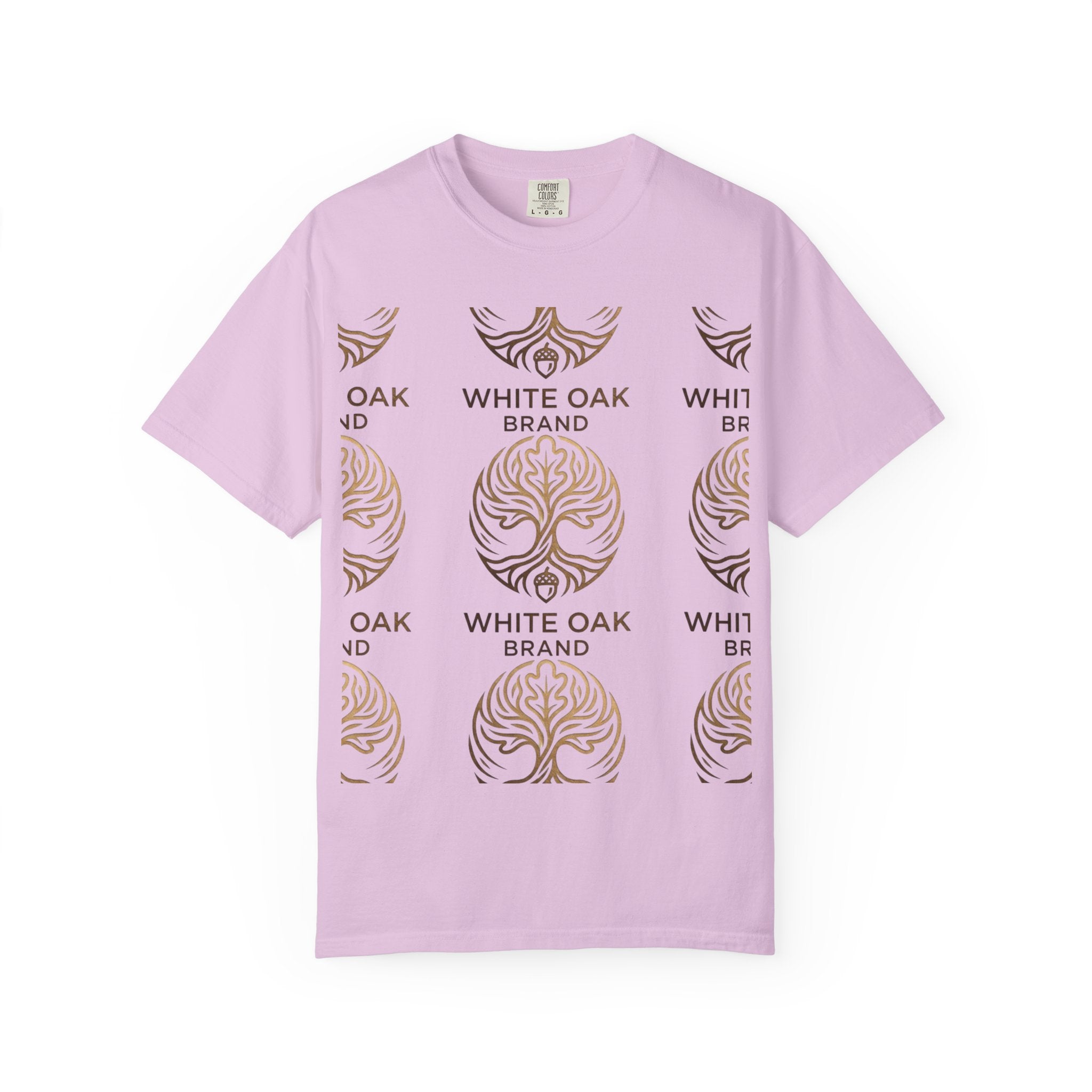 White Oak Brand Logo T-Shirt — Repeated Tree Emblem Tee