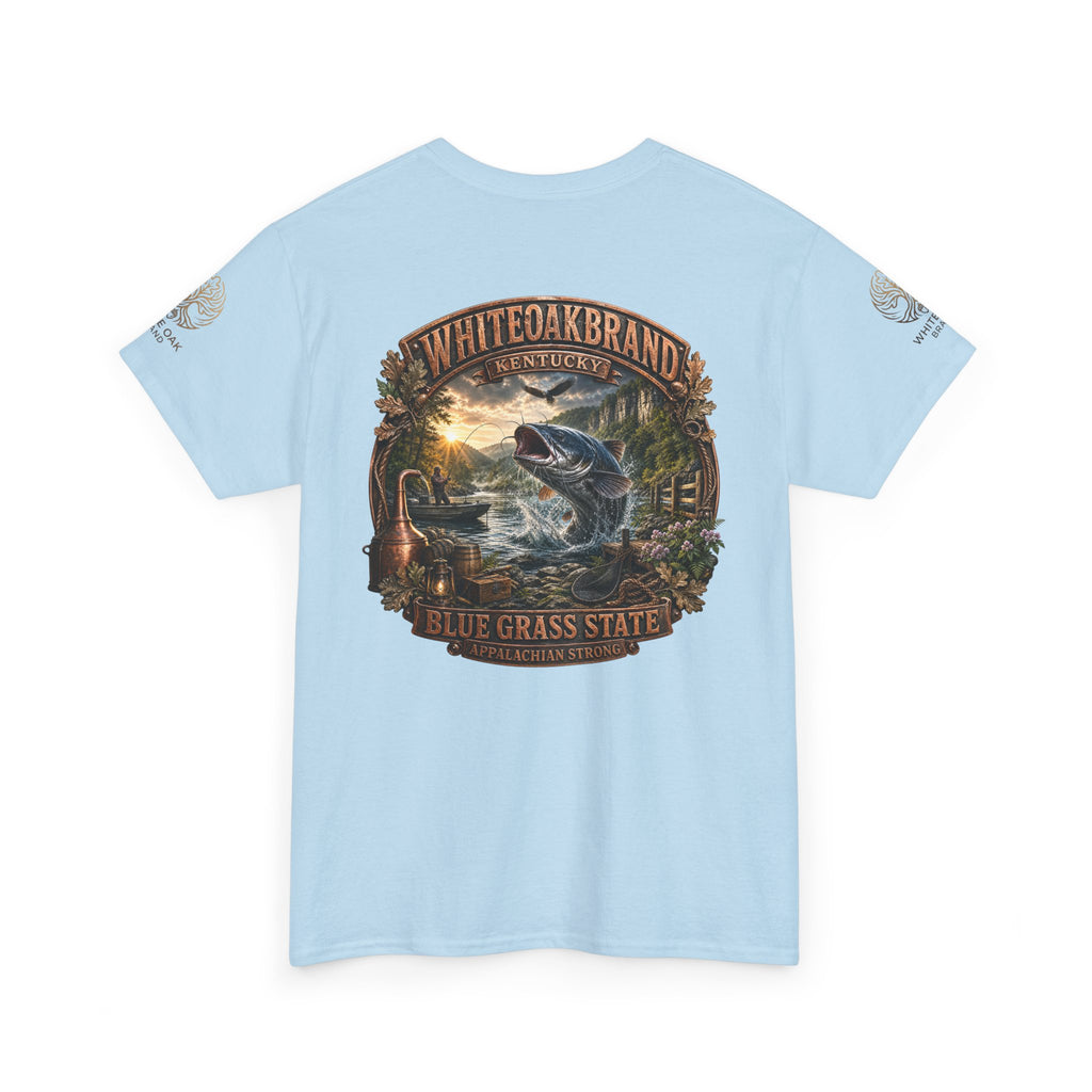 Fishing Graphic Tee — "White Oak Brand" Bluegrass State Catfish Shirt