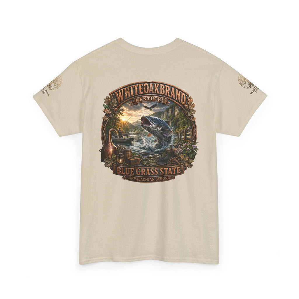 Fishing Graphic Tee — "White Oak Brand" Bluegrass State Catfish Shirt
