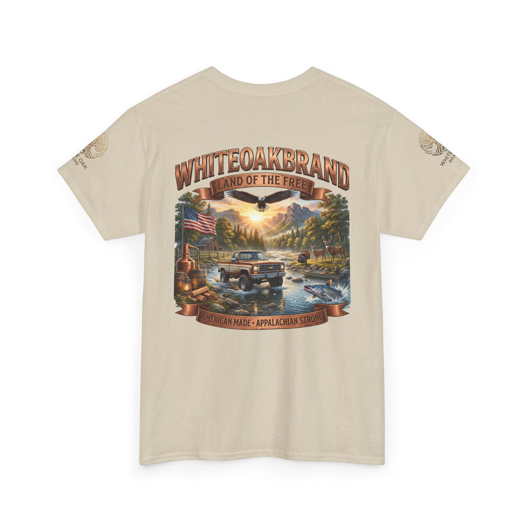 White Oak Brand 'Land of the Free' Graphic Tee — Patriotic Outdoorsman T-Shirt