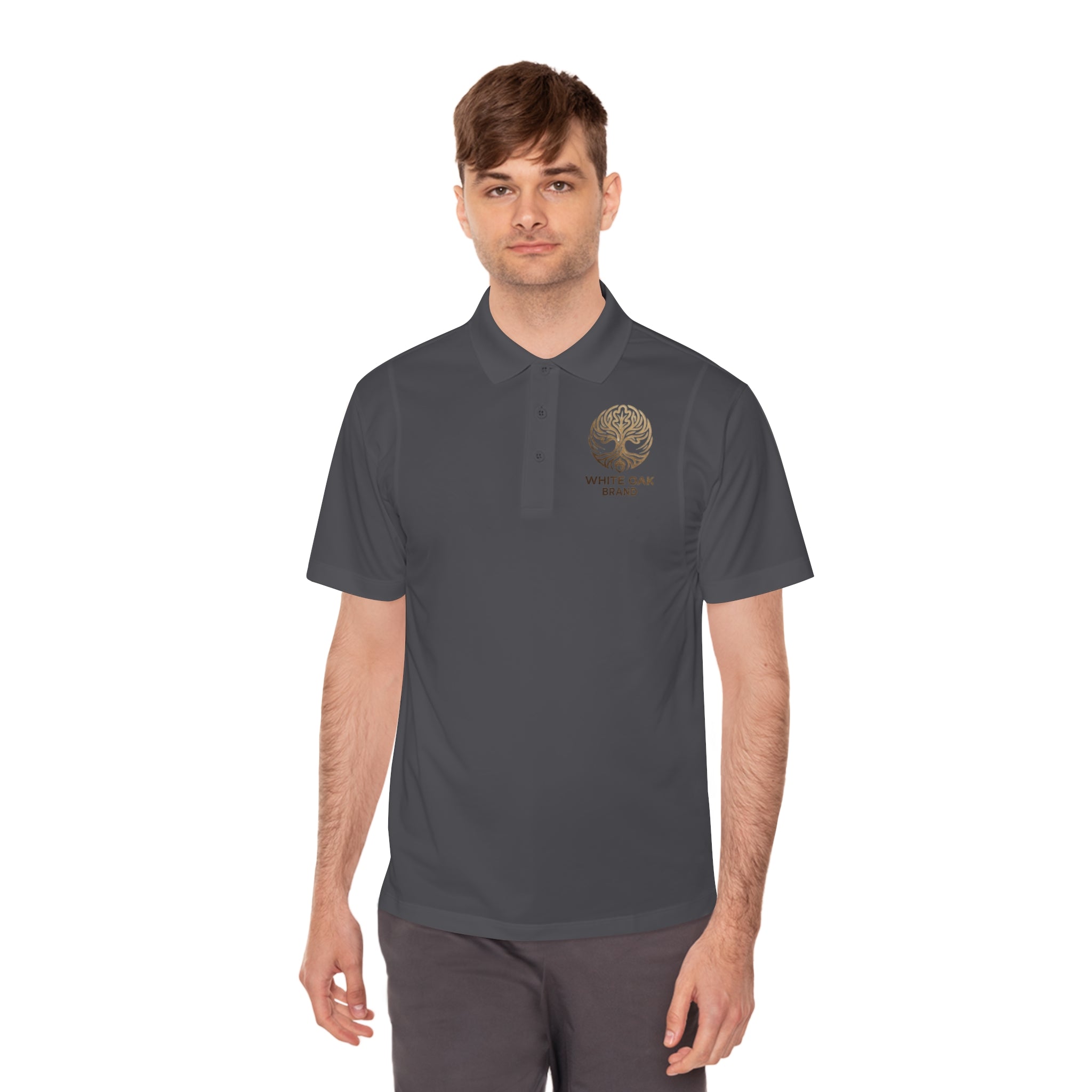 White Oak Brand Men's Polo — Embroidered Tree Logo Performance Shirt