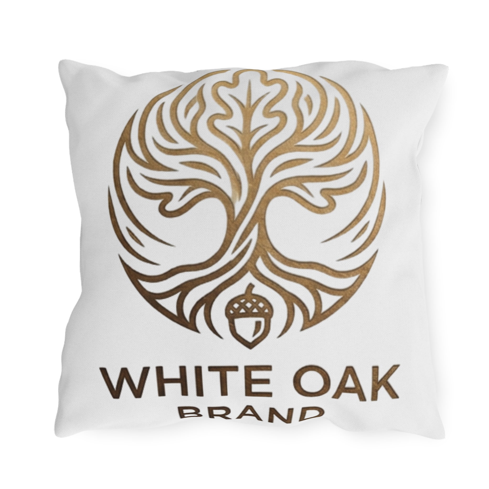 White Oak Brand Outdoor Pillow – Rustic Tree & Acorn Patio Cushion