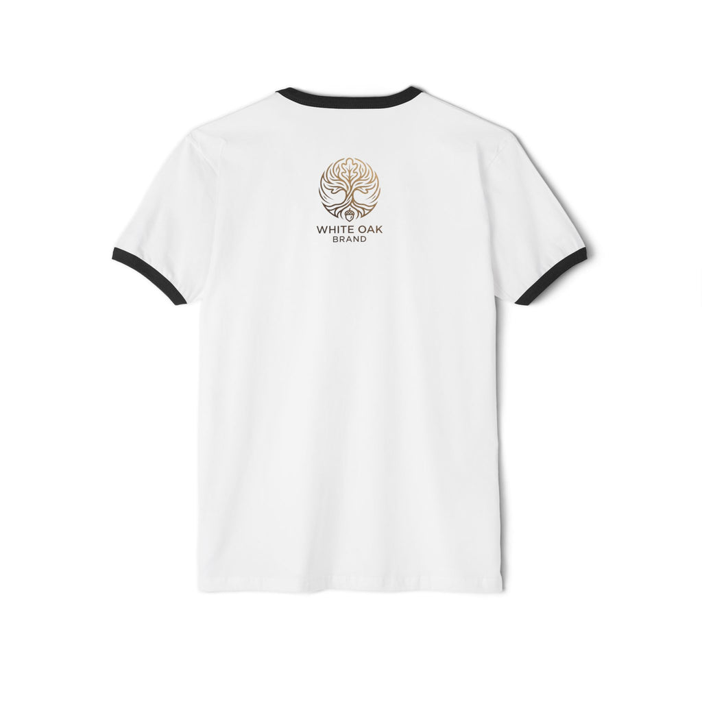 Vintage White Oak Brand Ringer Tee — Woodland Scenic Logo T‑Shirt