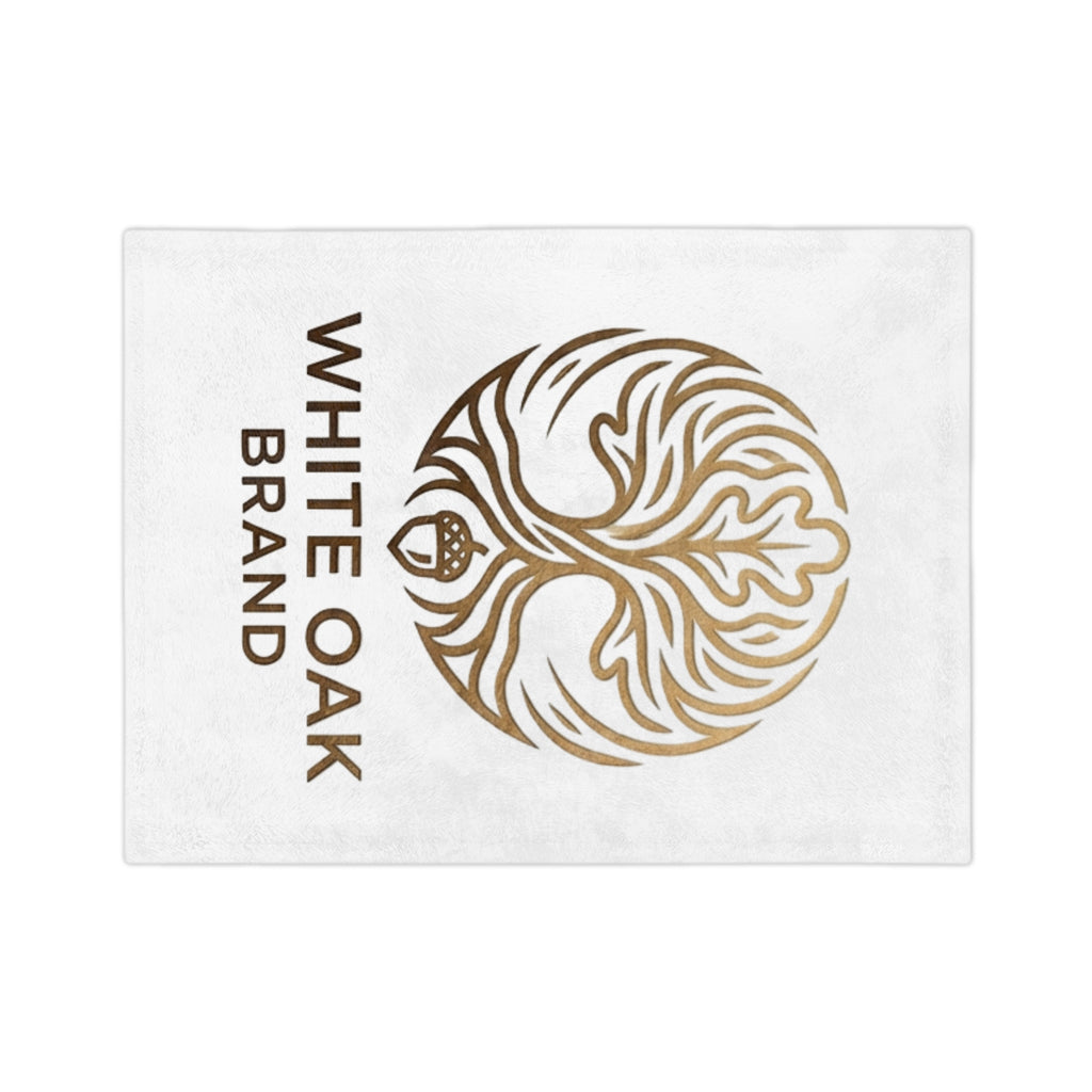 White Oak Brand Velveteen Microfiber Blanket — Luxe Oak Tree Logo Throw