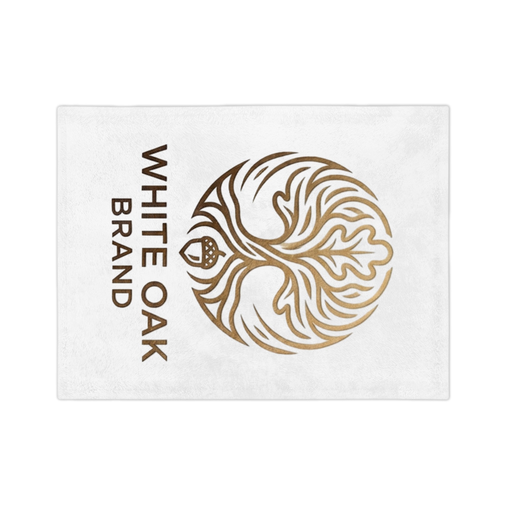 White Oak Brand Velveteen Microfiber Blanket — Luxe Oak Tree Logo Throw