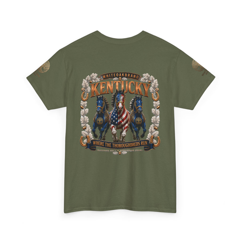 Kentucky Horse Team Graphic Tee — White Oak Bourbon Vintage-Style T-Shirt
