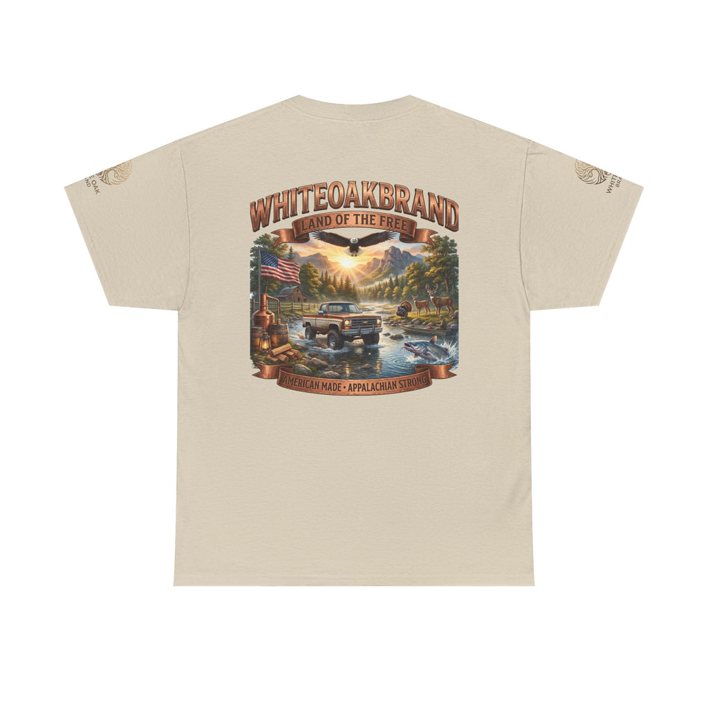 White Oak Brand 'Land of the Free' Graphic Tee — Patriotic Outdoorsman T-Shirt