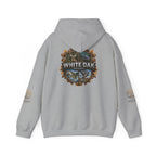 White Oak Brand Hoodie – Nature Logo Pullover with Scenic Back Emblem