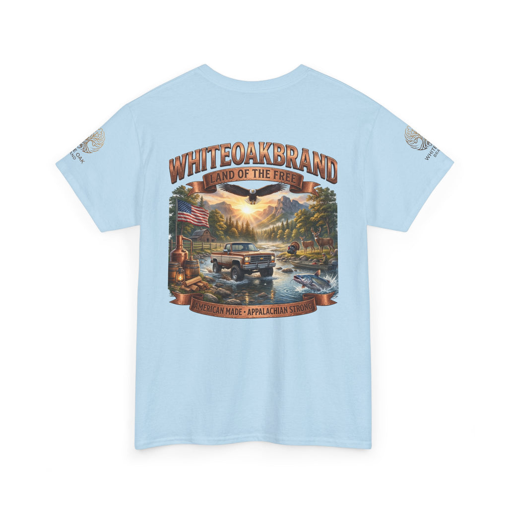 White Oak Brand 'Land of the Free' Graphic Tee — Patriotic Outdoorsman T-Shirt