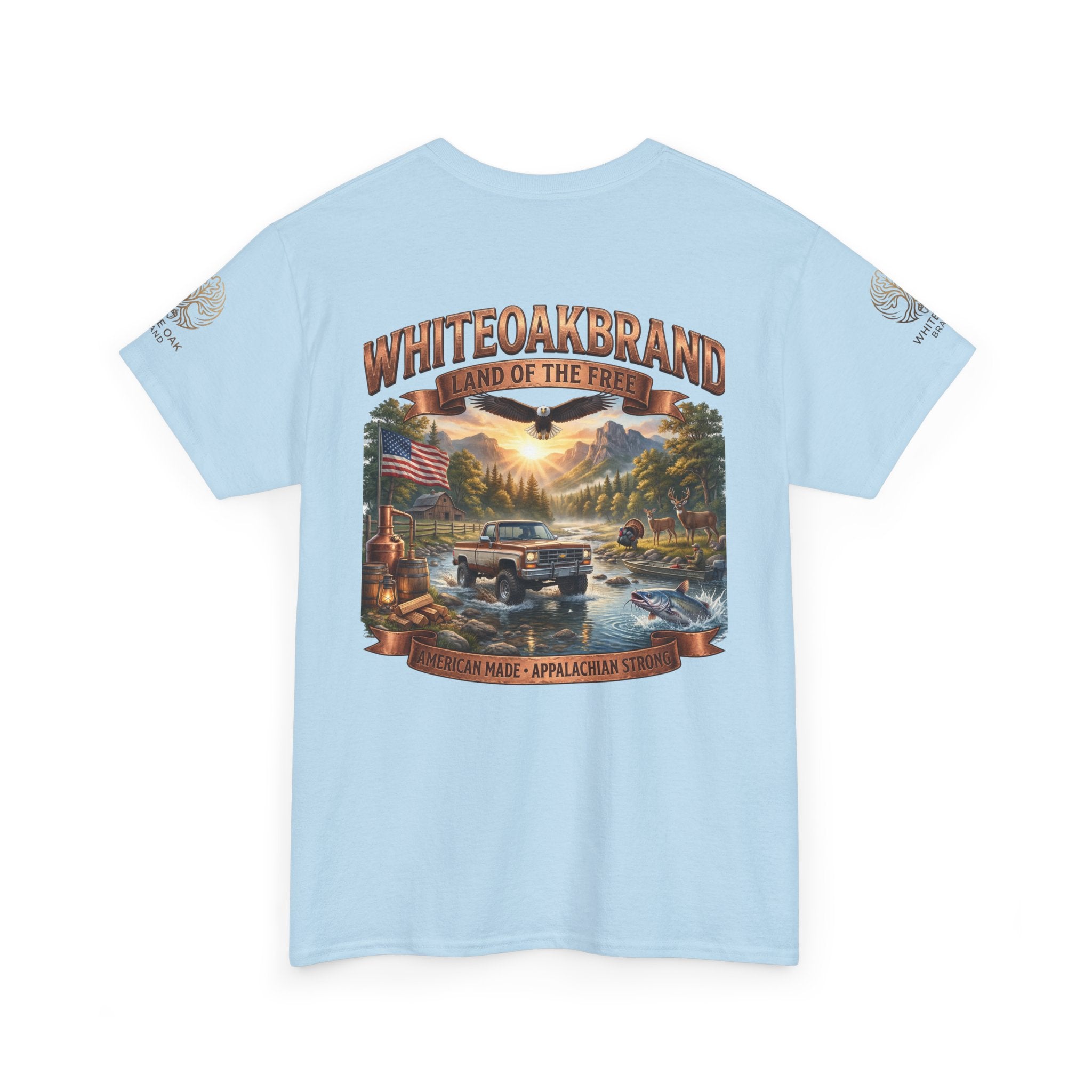 White Oak Brand 'Land of the Free' Graphic Tee — Patriotic Outdoorsman T-Shirt