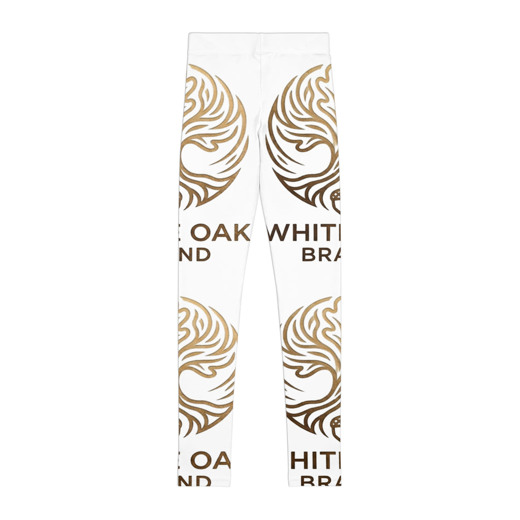 Youth Leggings — White Oak Brand Gold Emblem All-Over Print