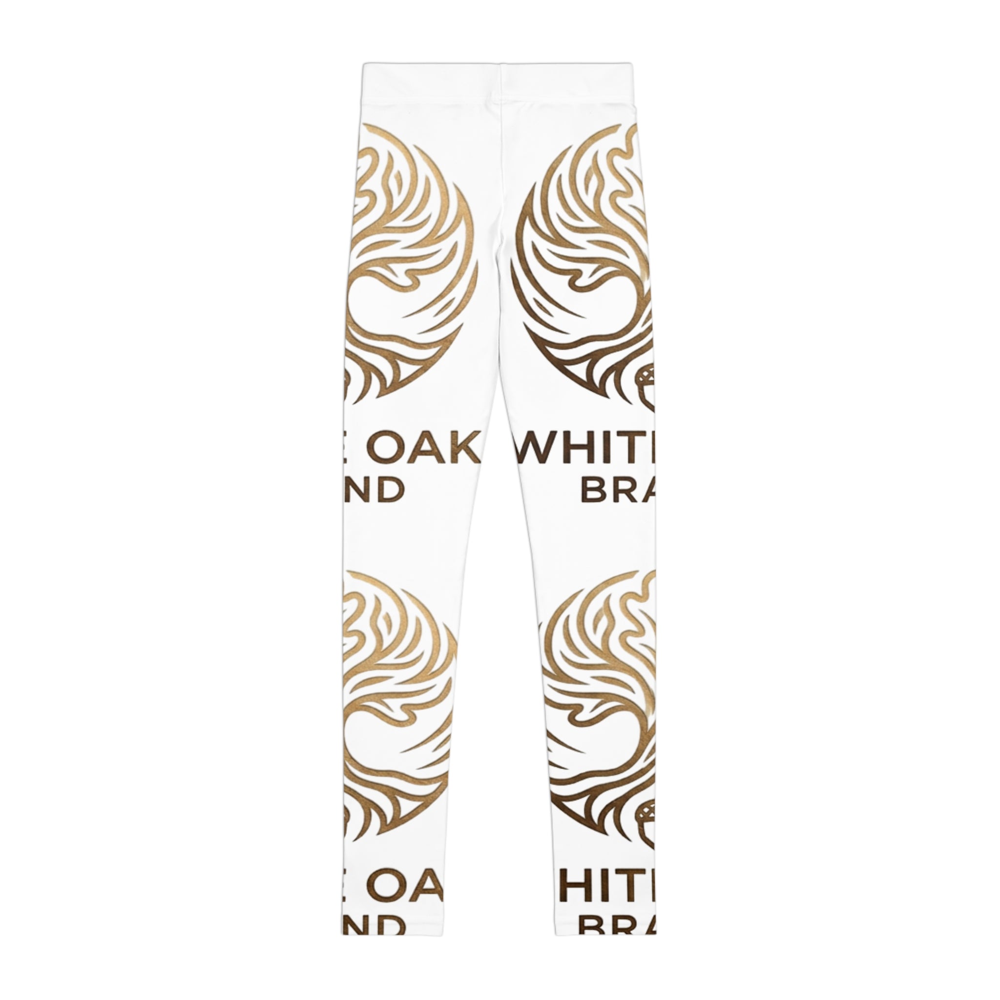 Youth Leggings — White Oak Brand Gold Emblem All-Over Print