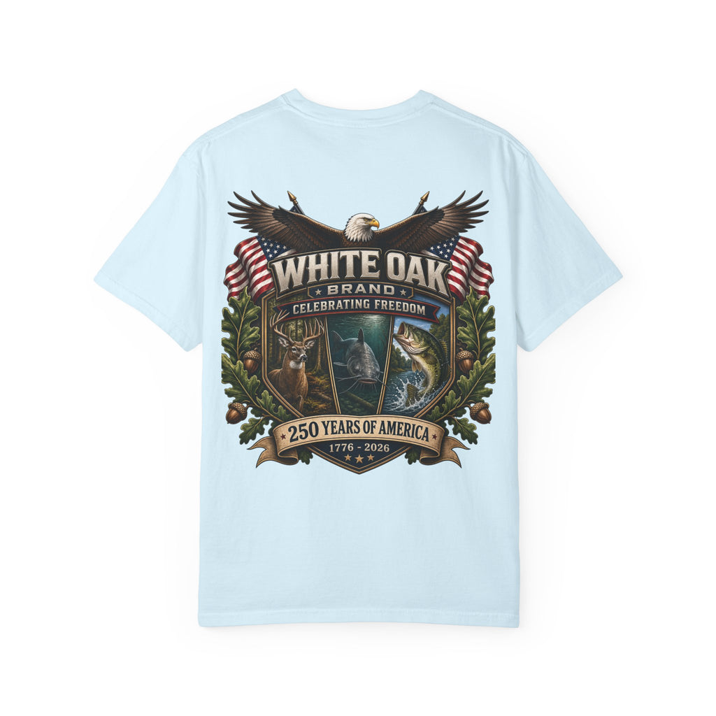 White Oak Brand Patriotic Eagle T-Shirt — "Celebrating Freedom" 250 Years of America Tee