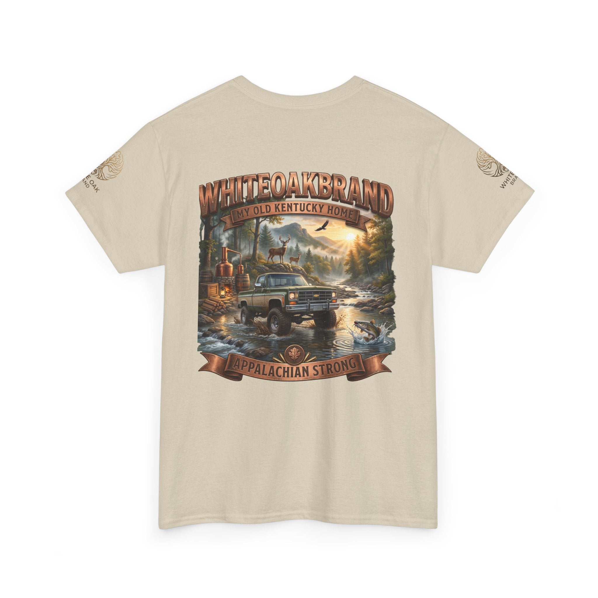 T-Shirt — White Oak Brand Appalachian Strength Graphic Tee (Truck, Mountains & River)