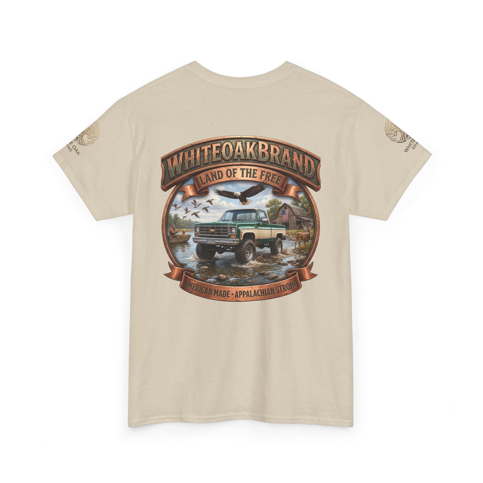 Vintage Truck Graphic Tee – WhiteOakBrand “Land of the Free” Cotton T-Shirt