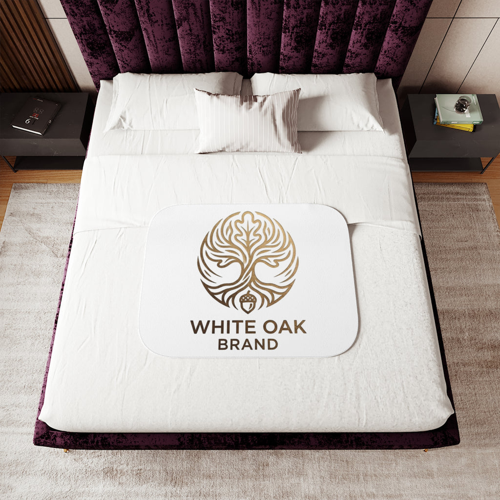White Oak Logo Sherpa Blanket — Cozy Branded Throw for Home & Gifts