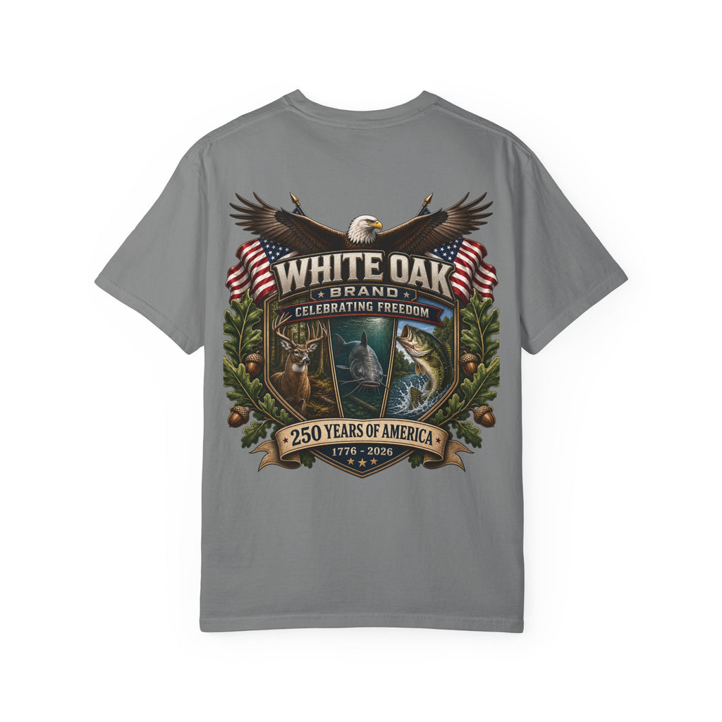 White Oak Brand Patriotic Eagle T-Shirt — "Celebrating Freedom" 250 Years of America Tee