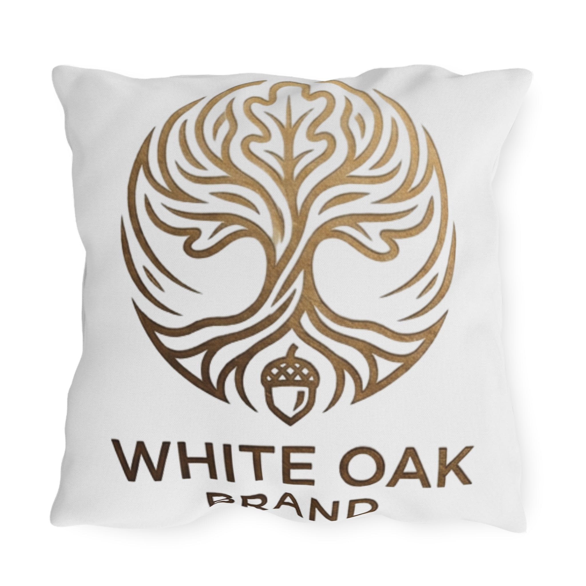 White Oak Brand Outdoor Pillow – Rustic Tree & Acorn Patio Cushion