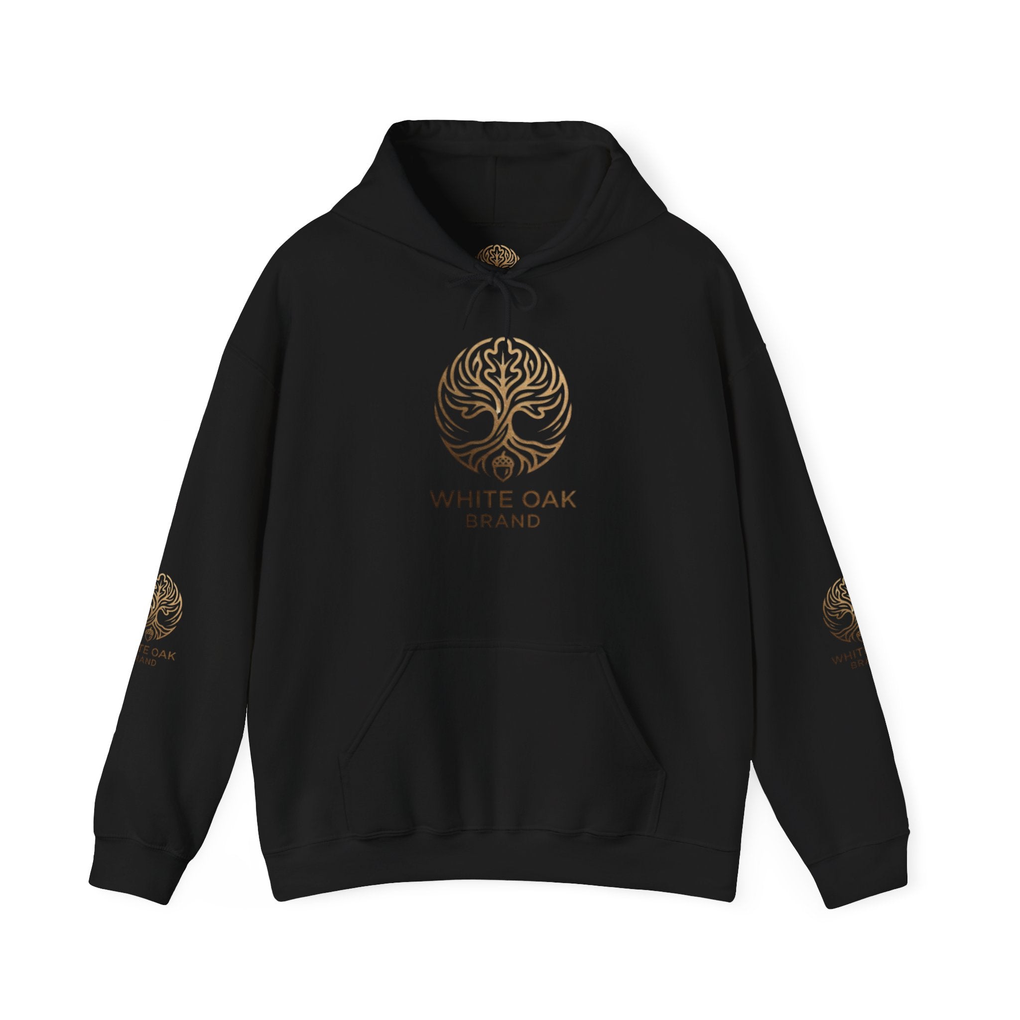 White Oak Brand Hoodie – Nature Logo Pullover with Scenic Back Emblem