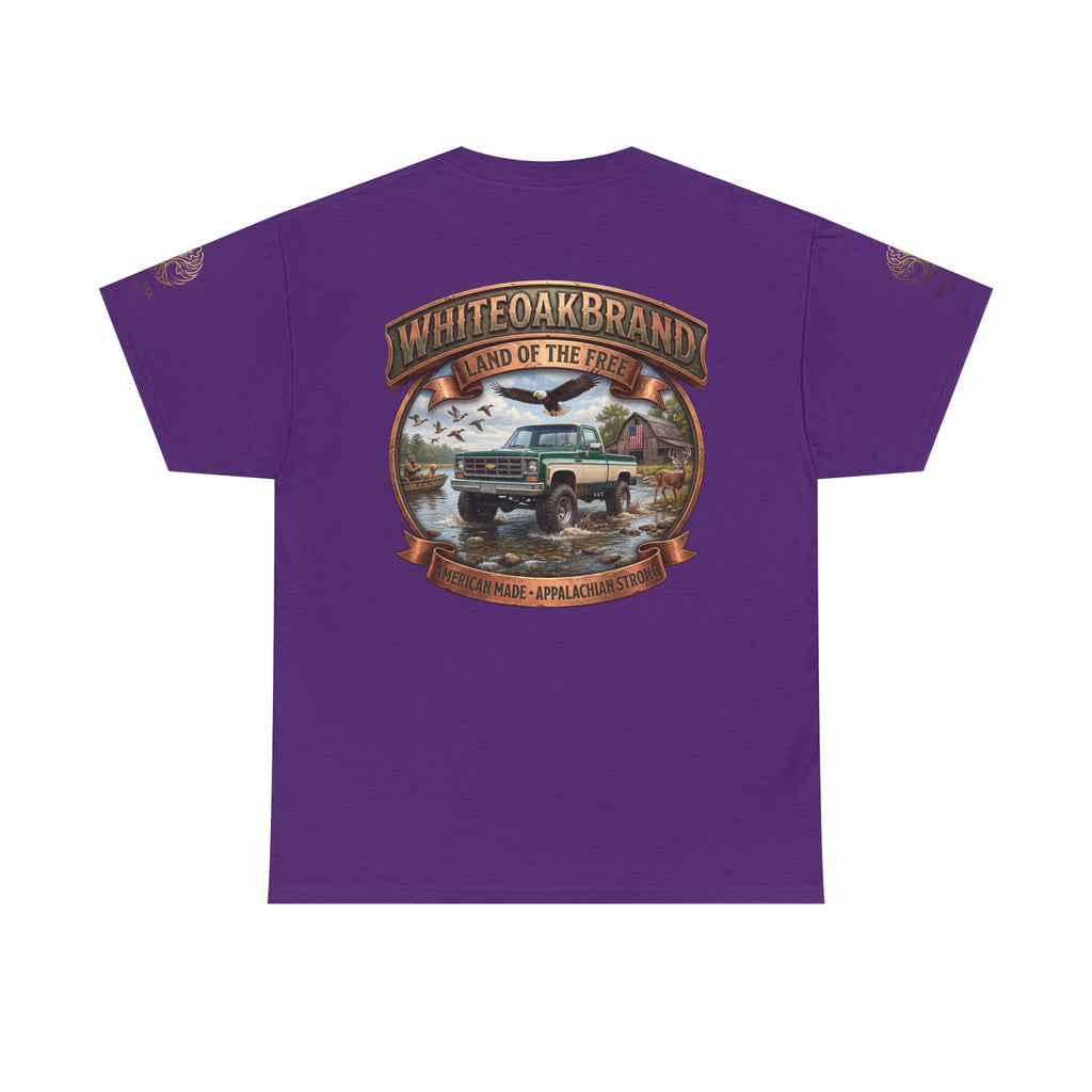 Vintage Truck Graphic Tee – WhiteOakBrand “Land of the Free” Cotton T-Shirt