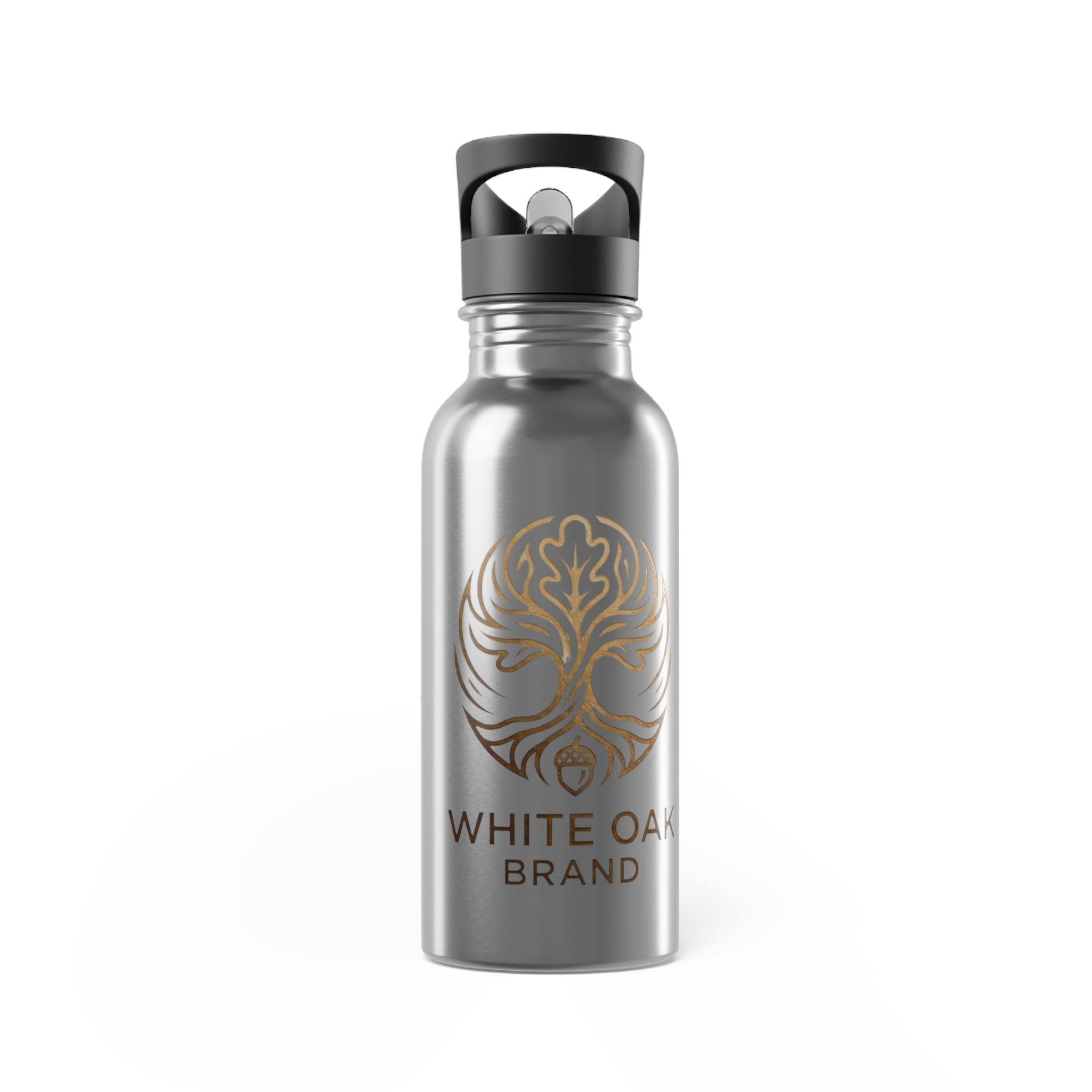 White Oak Stainless Steel Water Bottle (20oz) - Insulated Straw Bottle