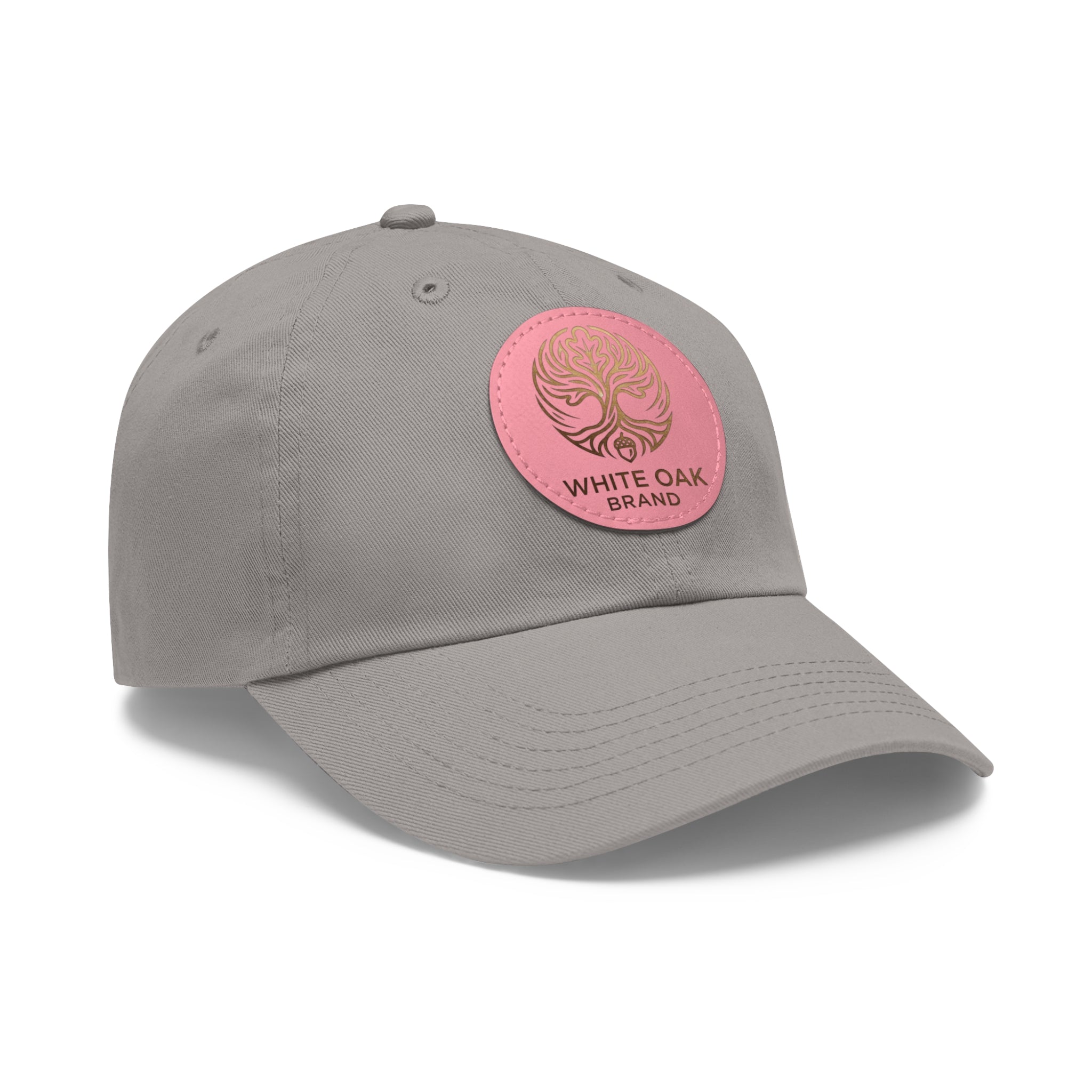 White Oak Leather Patch Dad Hat — Embossed Tree Logo Cap
