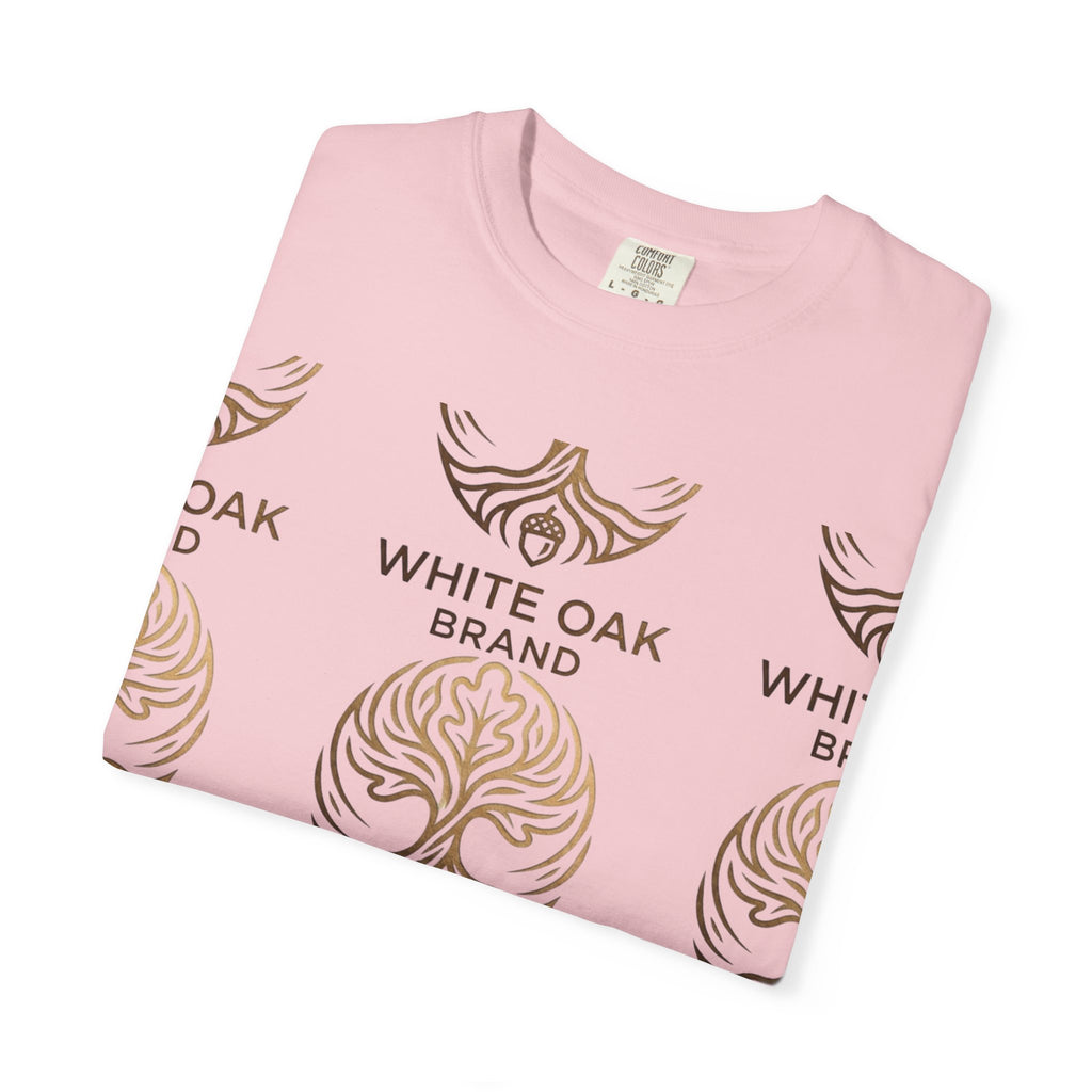 White Oak Brand Logo T-Shirt — Repeated Tree Emblem Tee