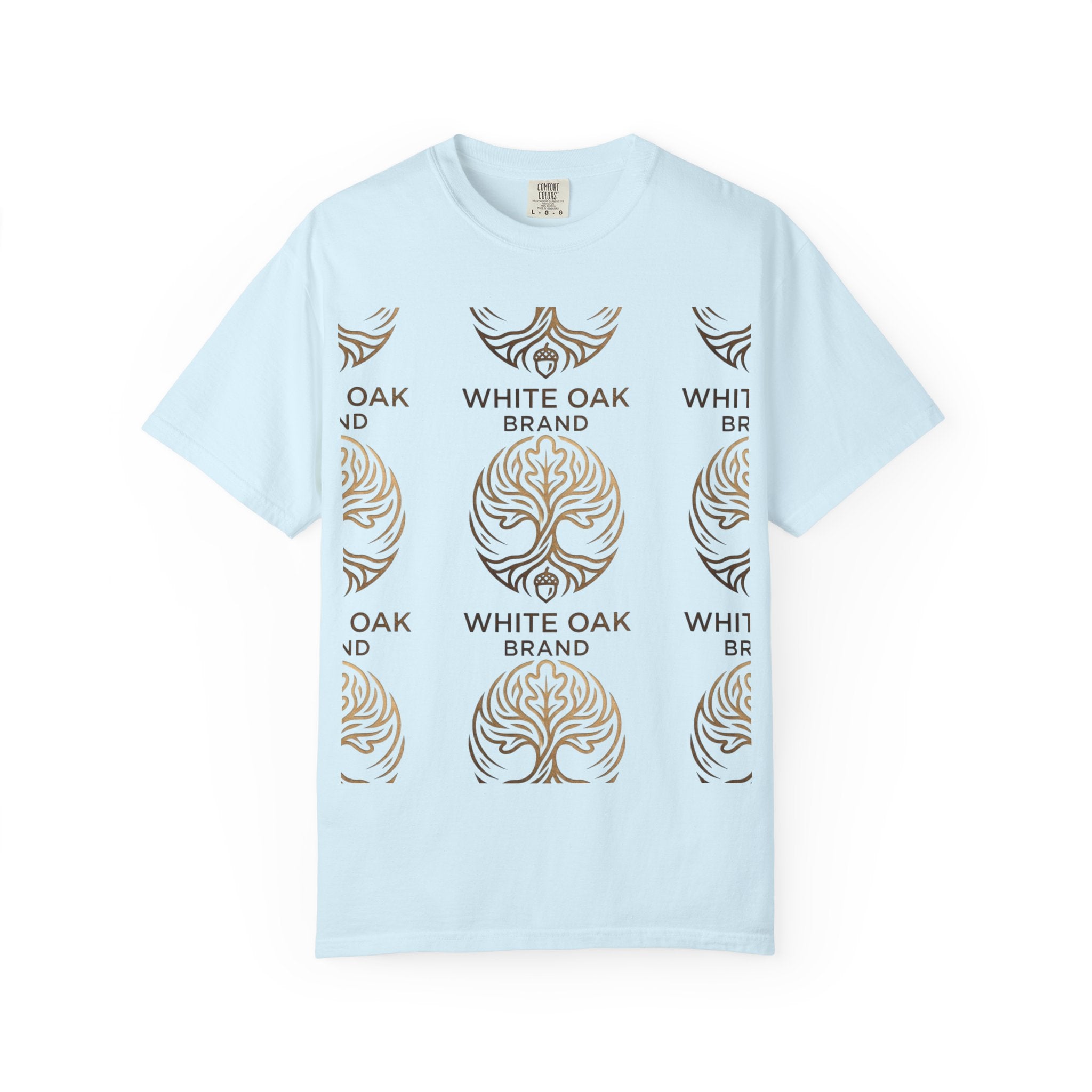 White Oak Brand Logo T-Shirt — Repeated Tree Emblem Tee
