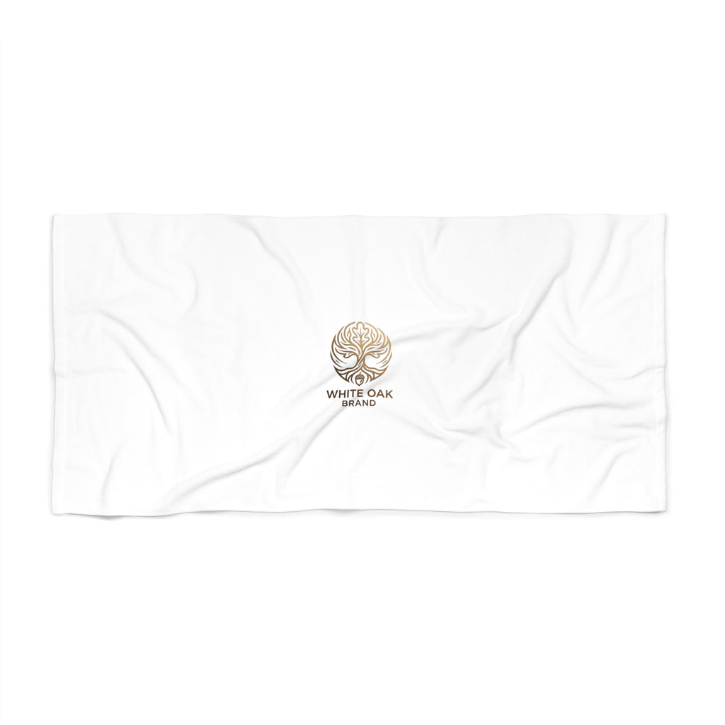 White Oak Brand Minimalist Logo Beach Towel – Luxury Resort Cotton