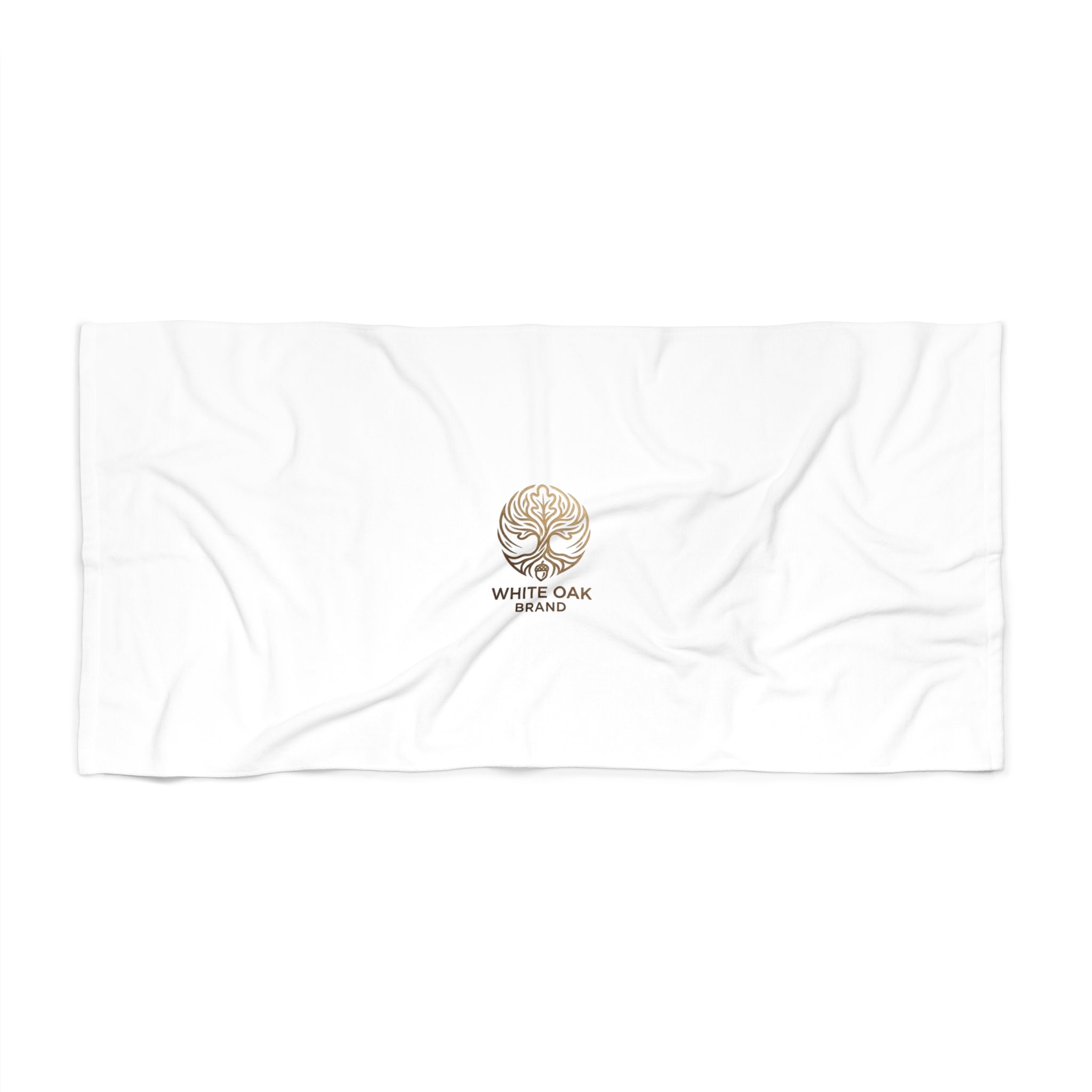 White Oak Brand Minimalist Logo Beach Towel – Luxury Resort Cotton