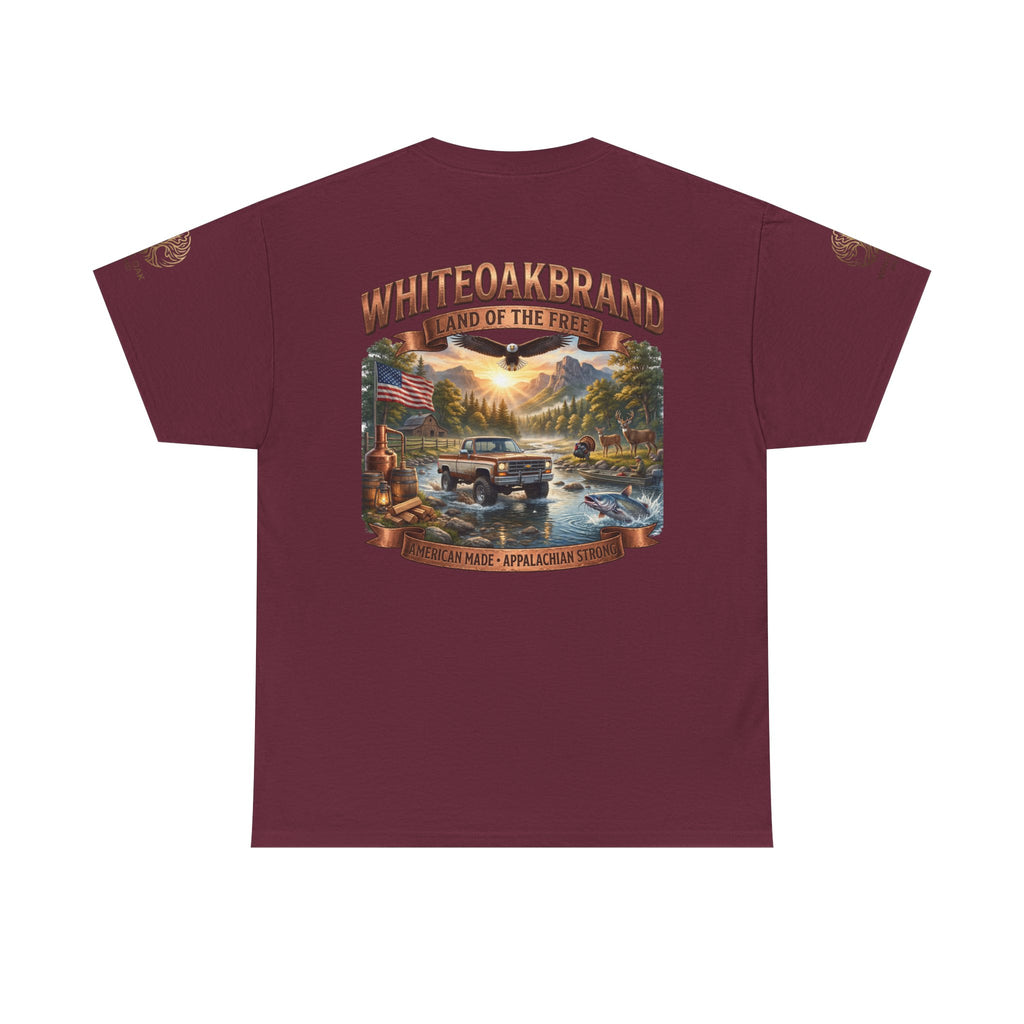 White Oak Brand 'Land of the Free' Graphic Tee — Patriotic Outdoorsman T-Shirt