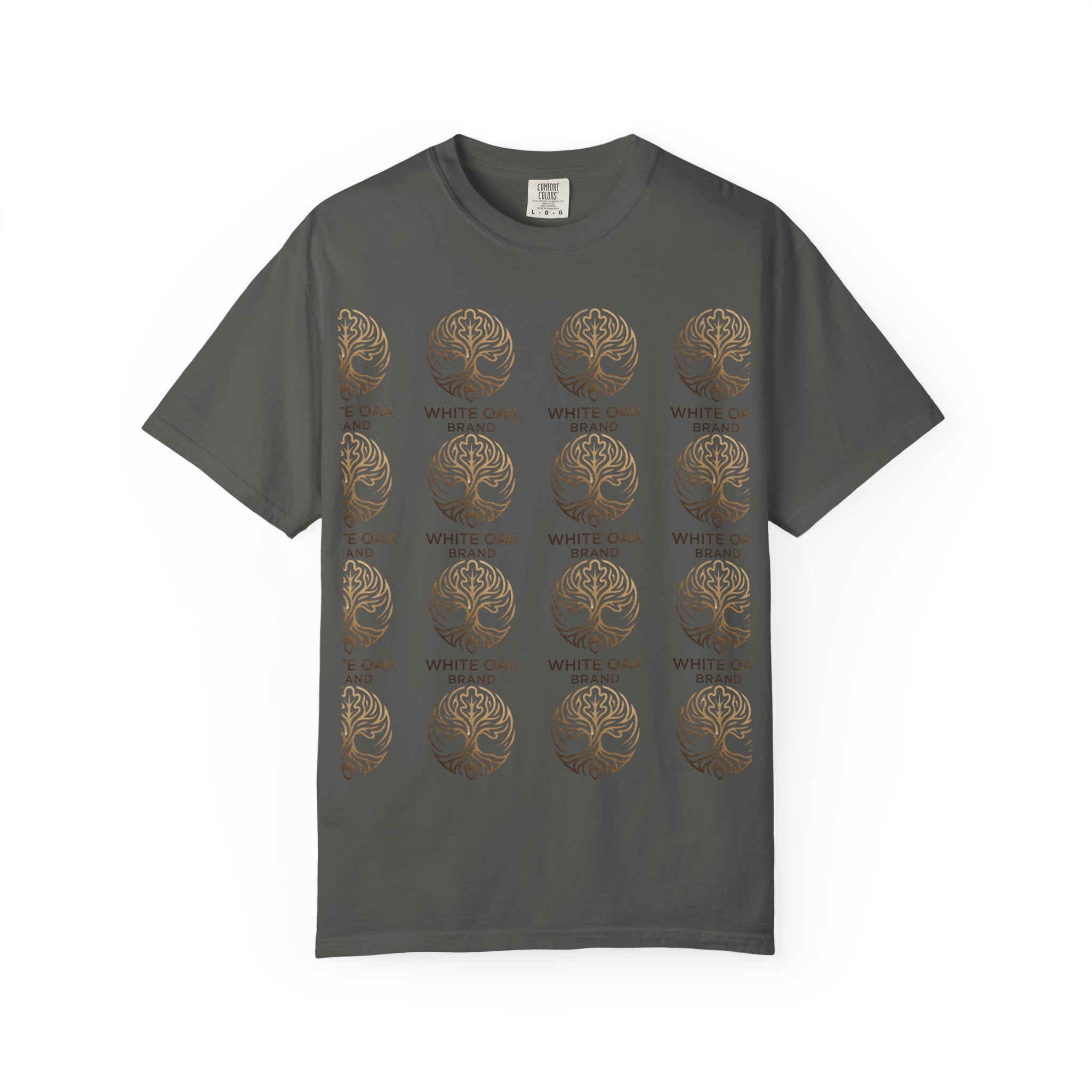 White Oak Brand Repeat Logo T-Shirt — Vintage Tree Skull Graphic Tee