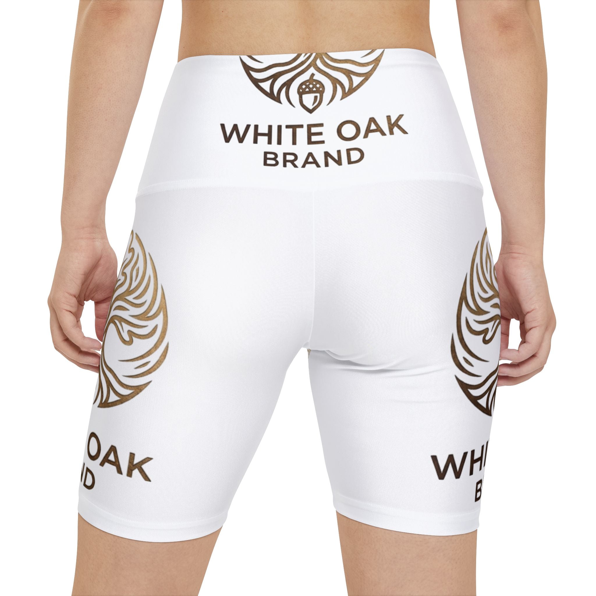 Workout Shorts — White Oak Brand Logo All-Over Print