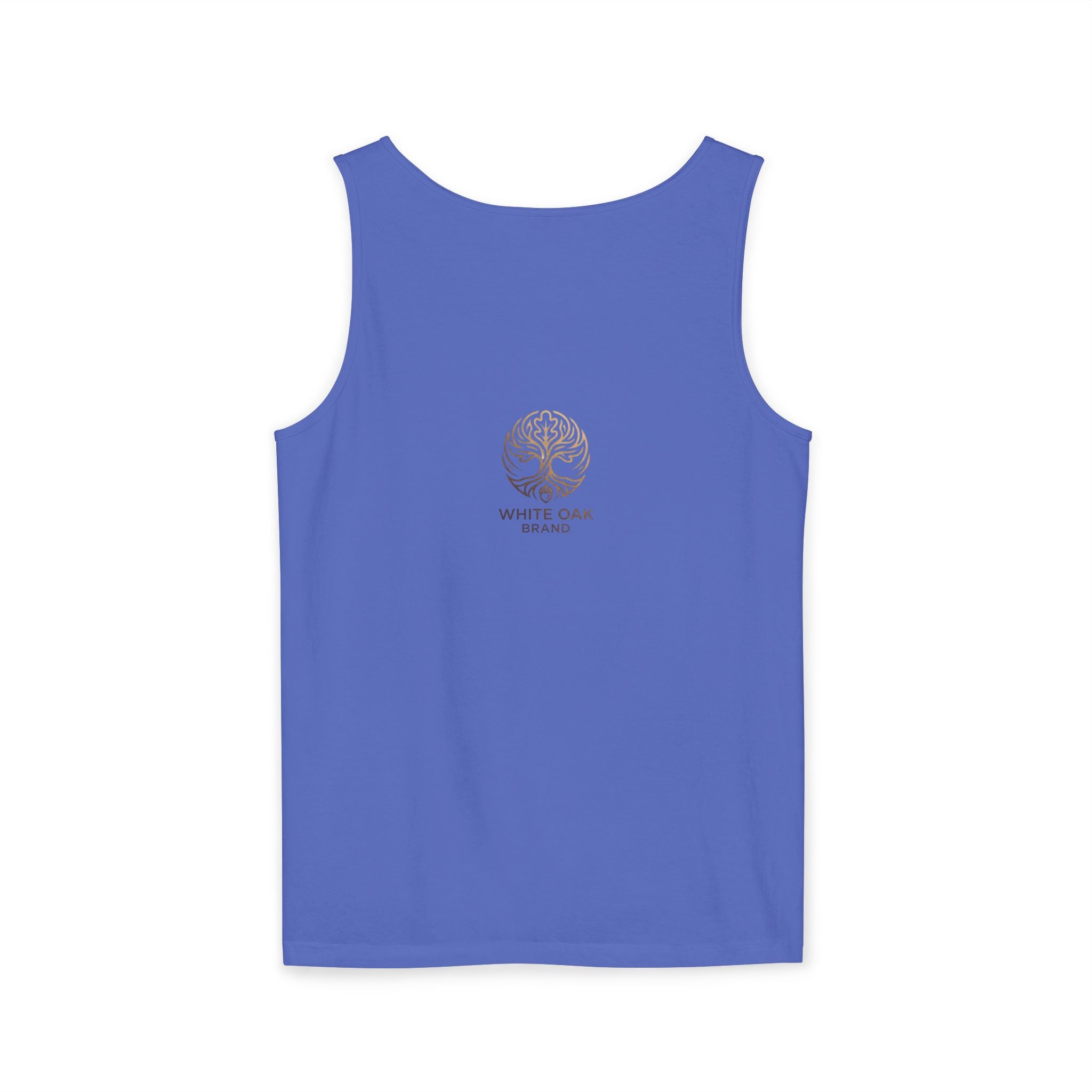 White Oak Brand Tank Top — Minimal Tree Logo Chest Print