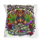 Higher Than Fame Outdoor Pillow — Bear on Money Graphic with "No Sleep Club"