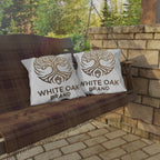 White Oak Brand Outdoor Pillow – Rustic Tree & Acorn Patio Cushion