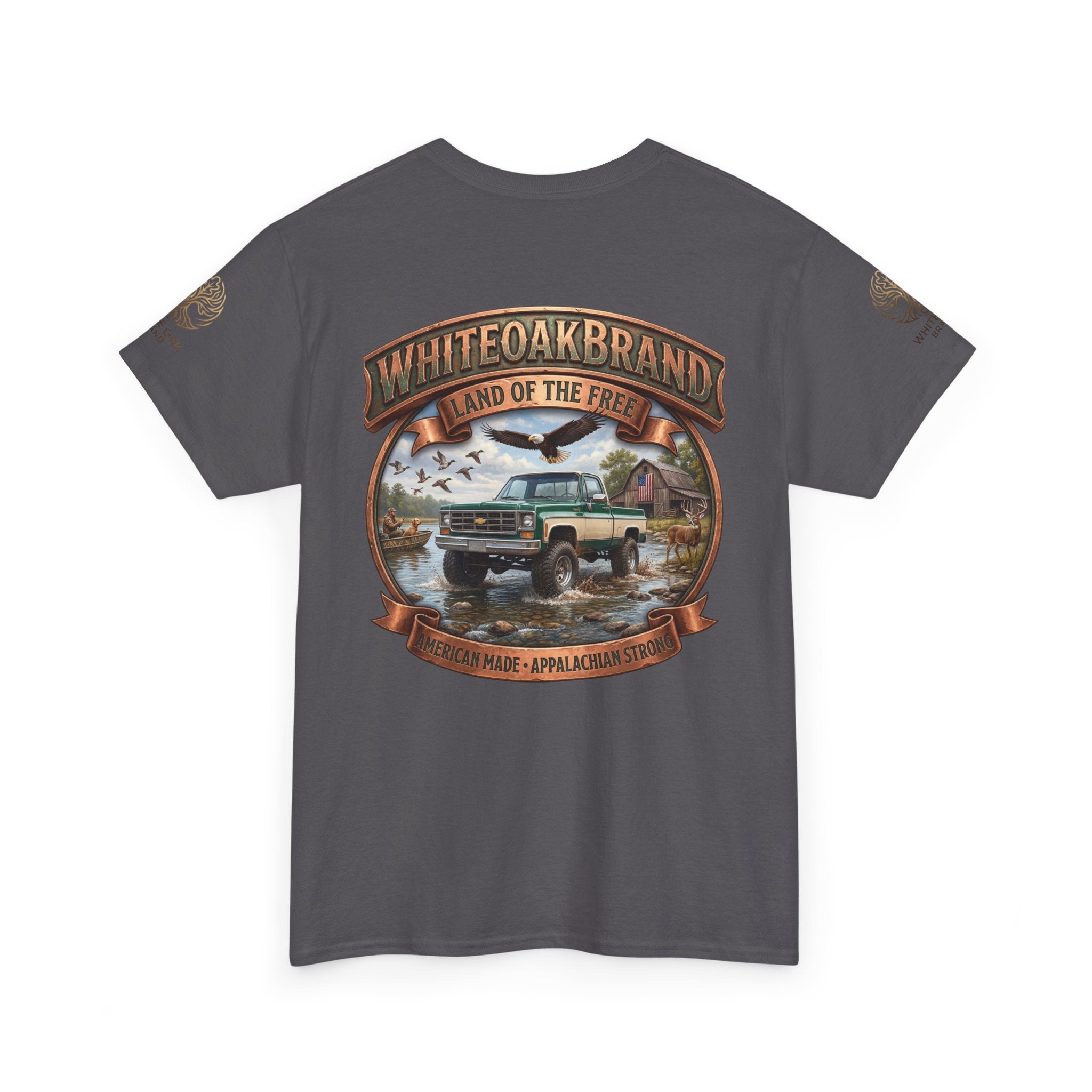 Vintage Truck Graphic Tee – WhiteOakBrand “Land of the Free” Cotton T-Shirt