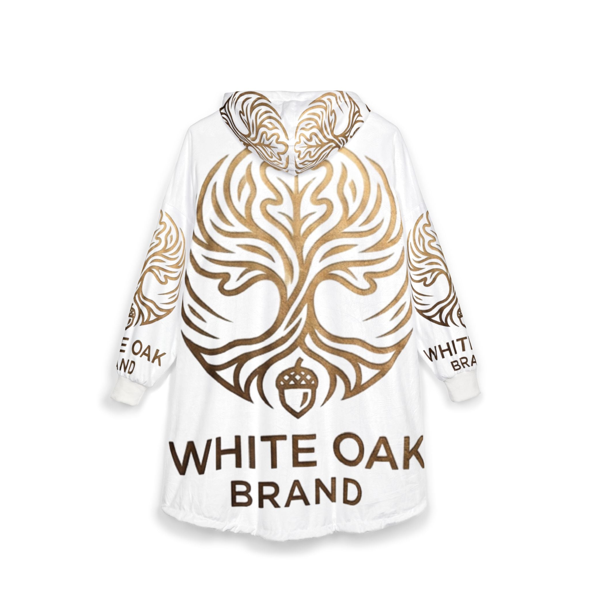 White Oak Brand Hooded Blanket — Cozy Oak Tree Logo Wearable Throw
