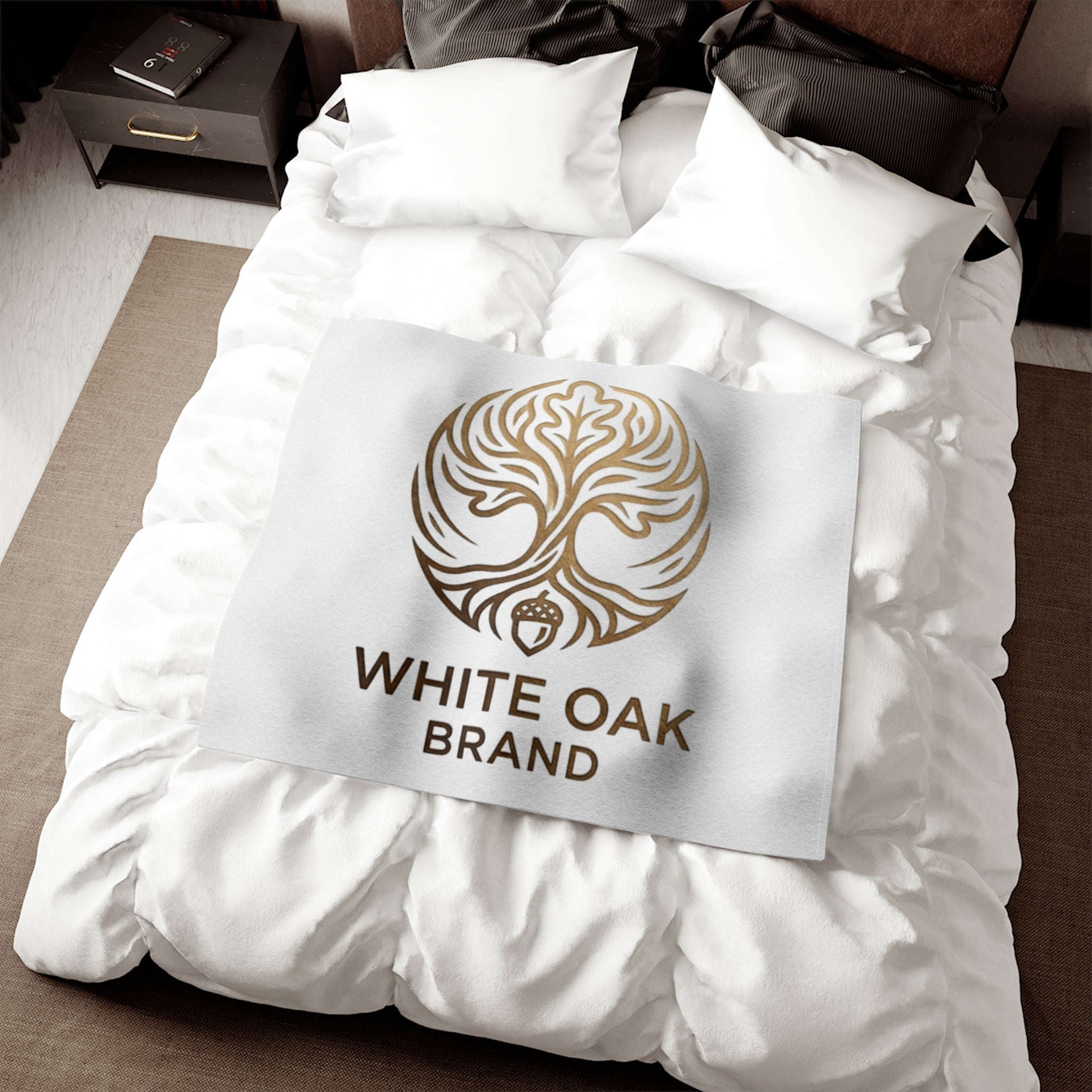 White Oak Brand Plush Blanket — Cozy Logo Throw for Home, Cabin & Gift