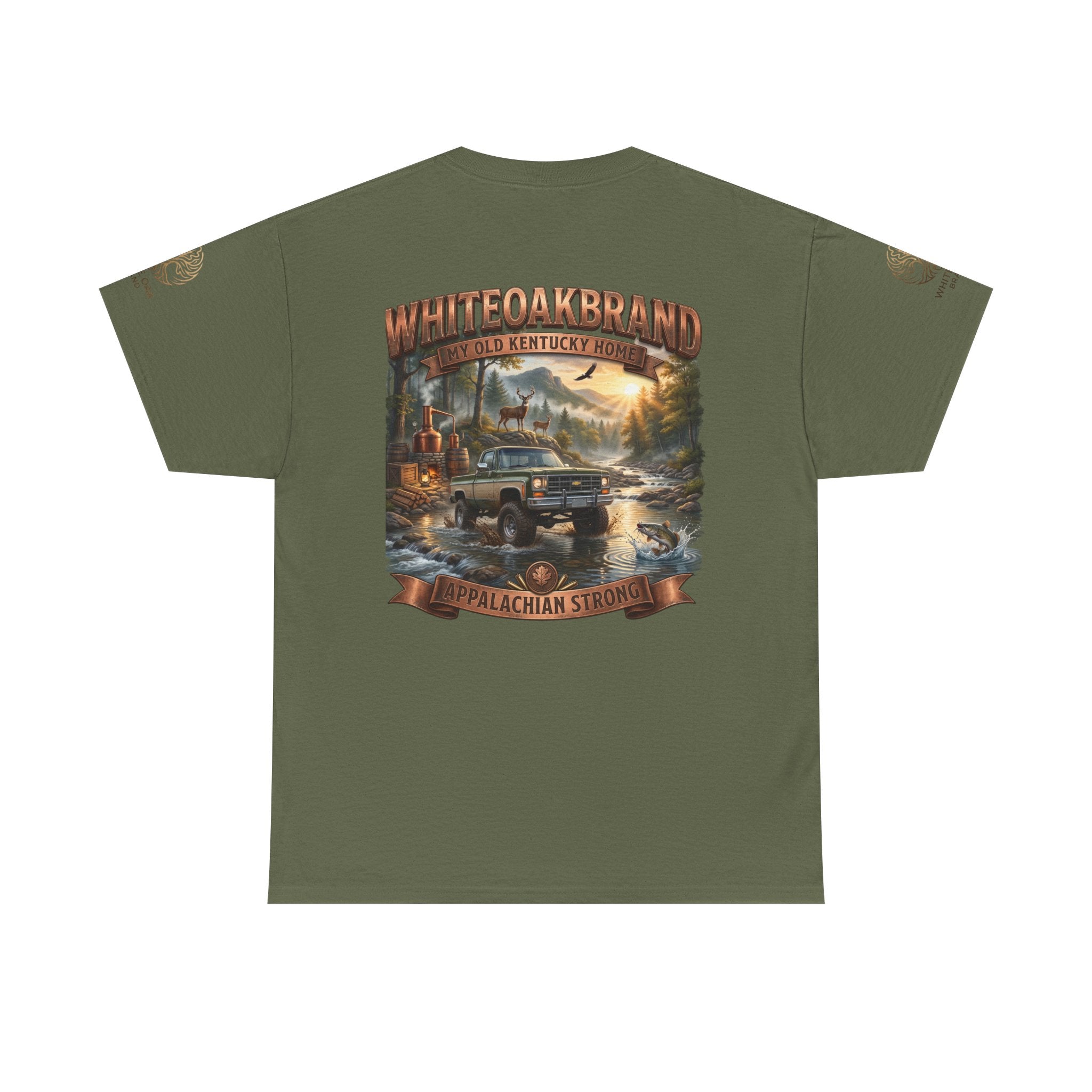 T-Shirt — White Oak Brand Appalachian Strength Graphic Tee (Truck, Mountains & River)