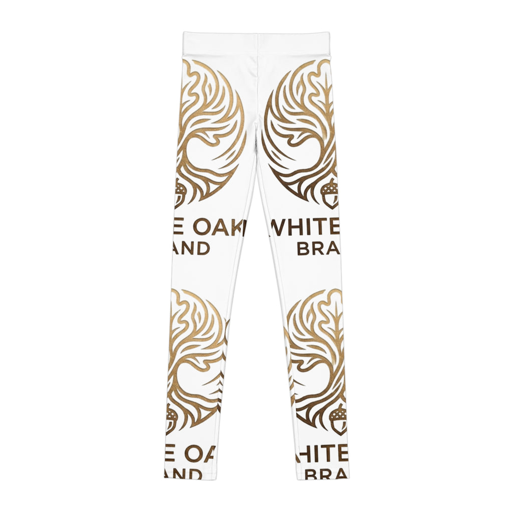 Youth Leggings — White Oak Brand Gold Emblem All-Over Print