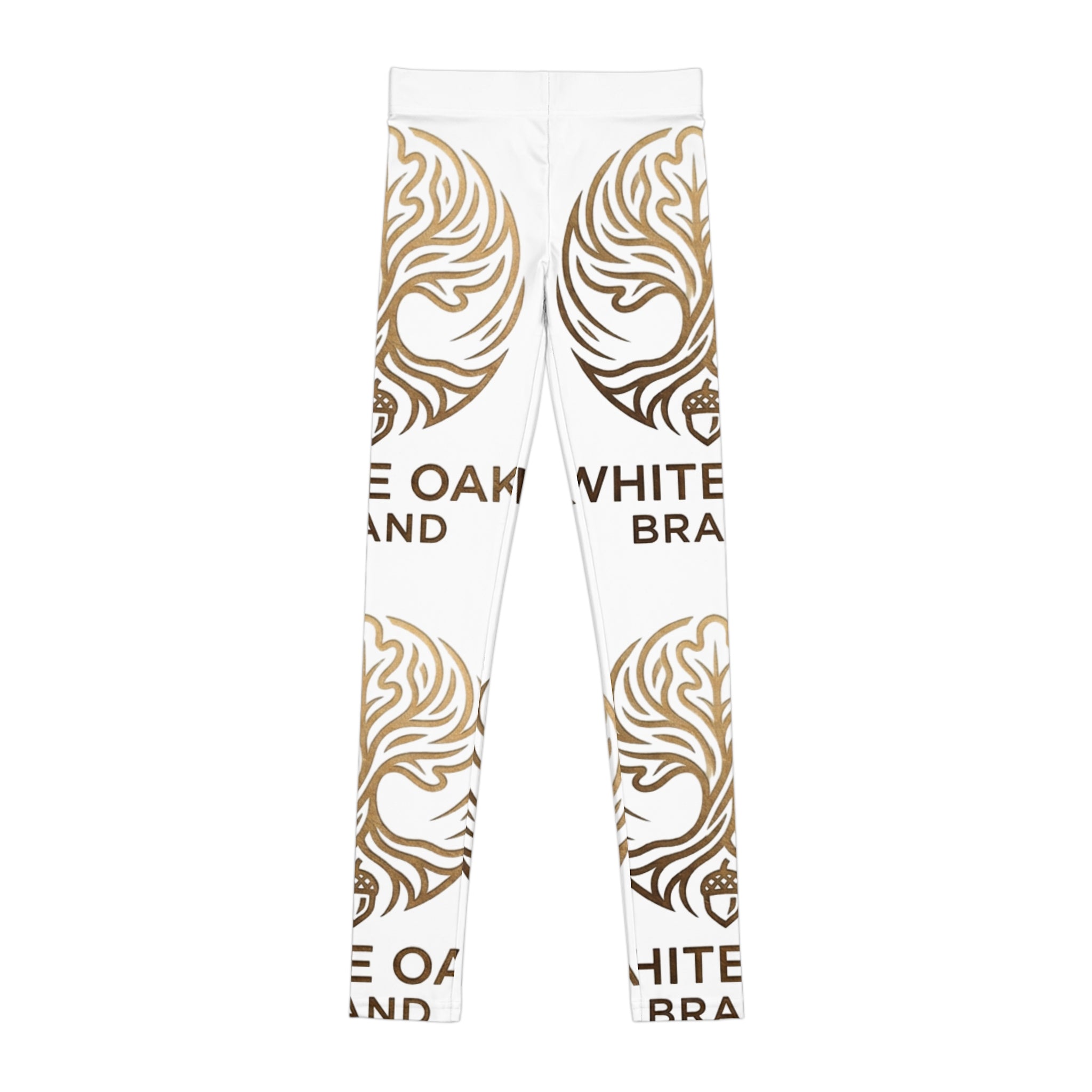 Youth Leggings — White Oak Brand Gold Emblem All-Over Print