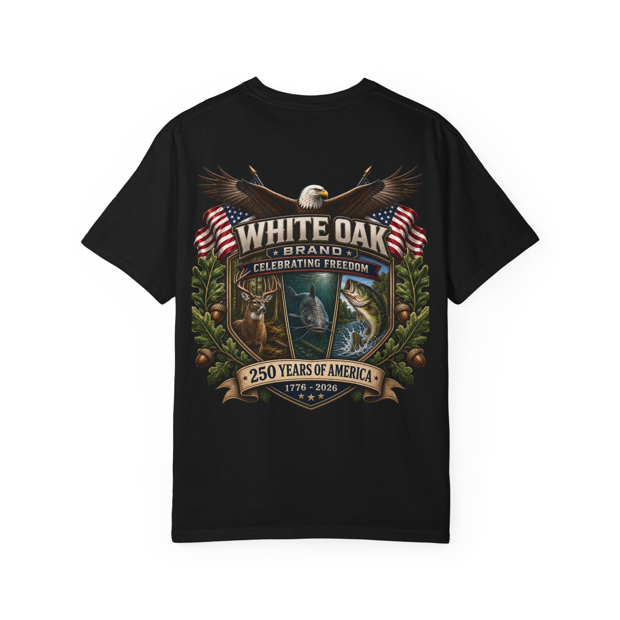 White Oak Brand Patriotic Eagle T-Shirt — "Celebrating Freedom" 250 Years of America Tee